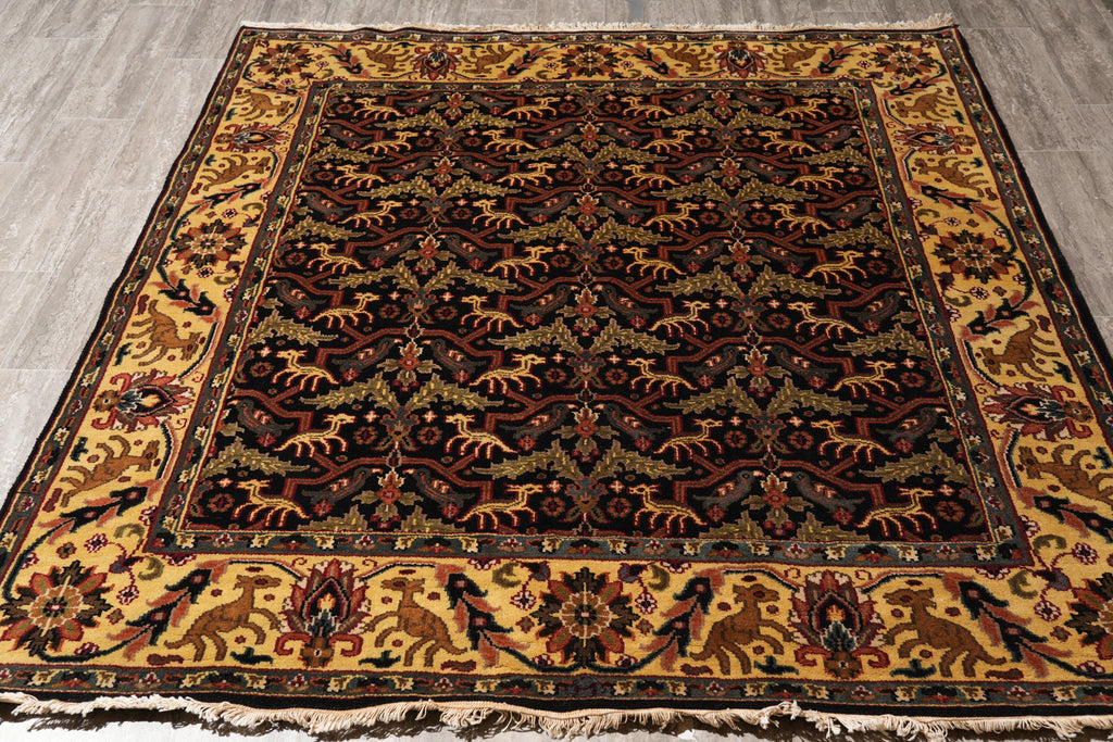 6.9 x 6.10 Feet Square Size New Handmade Wool Rug Animal Motifs #F-4018