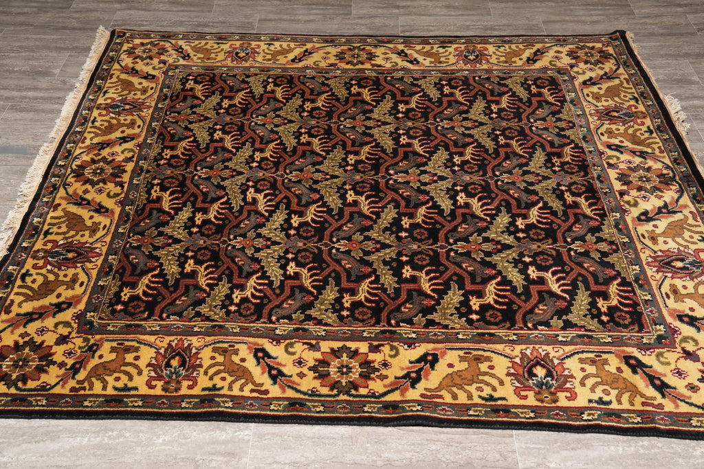 6.9 x 6.10 Feet Square Size New Handmade Wool Rug Animal Motifs #F-4018