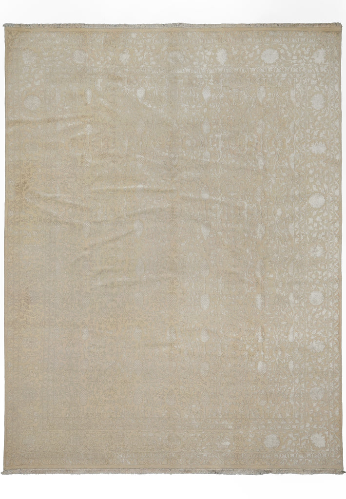 9 x 11 Wool and Silk Soft Ivory Elegant Friendly All Decor Rug #F-5574