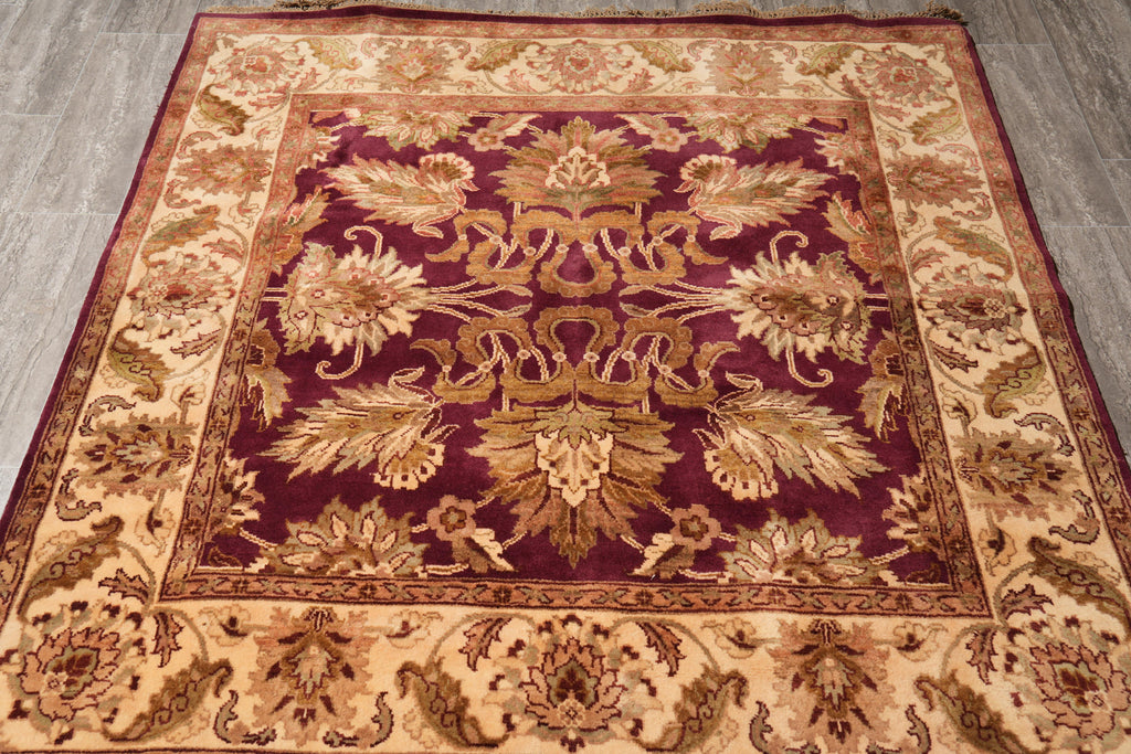 6.0 x 6.0 SQUARE New Handmade Ziglar Rug Burgundy #F-4019