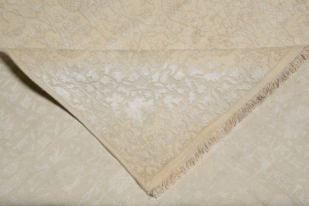 9 x 11 Wool and Silk Soft Ivory Elegant Friendly All Decor Rug #F-5574