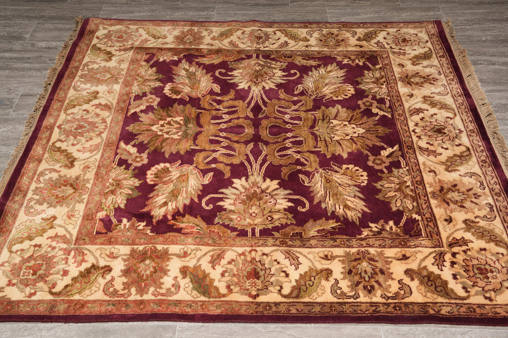 6.0 x 6.0 SQUARE New Handmade Ziglar Rug Burgundy #F-4019