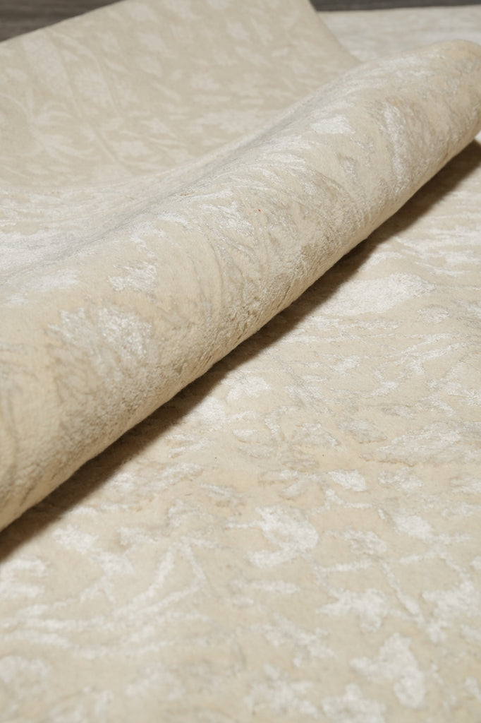 9 x 11 Wool and Silk Soft Ivory Elegant Friendly All Decor Rug #F-5574