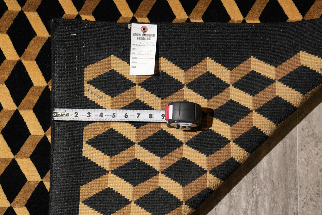 6.1 x 6.0 Square New Handmade Contemporary Rug Black #F-4020