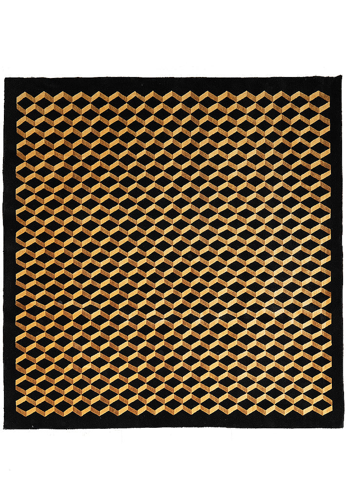 6.1 x 6.0 Square New Handmade Contemporary Rug Black #F-4020