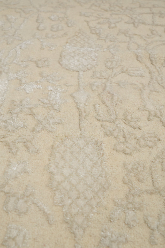 9 x 11 Wool and Silk Soft Ivory Elegant Friendly All Decor Rug #F-5574