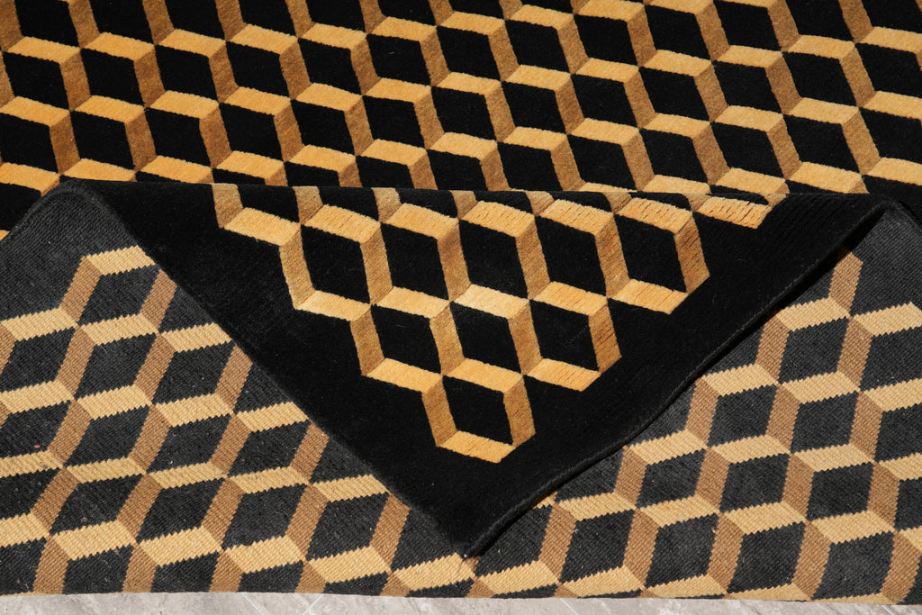 6.1 x 6.0 Square New Handmade Contemporary Rug Black #F-4020