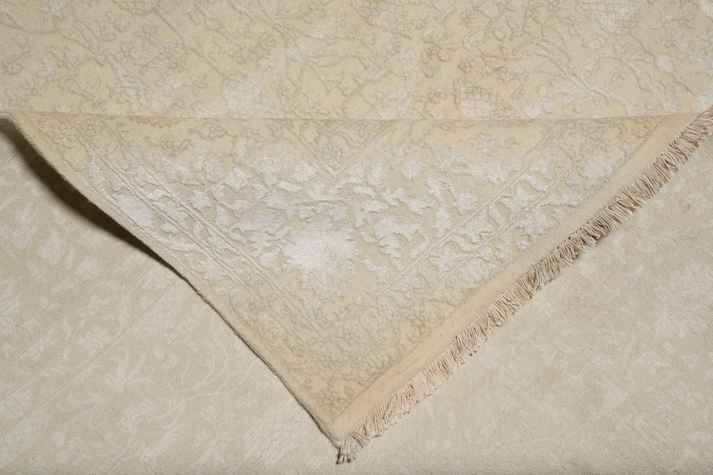 9 x 11 Wool and Silk Soft Ivory Elegant Friendly All Decor Rug #F-5574