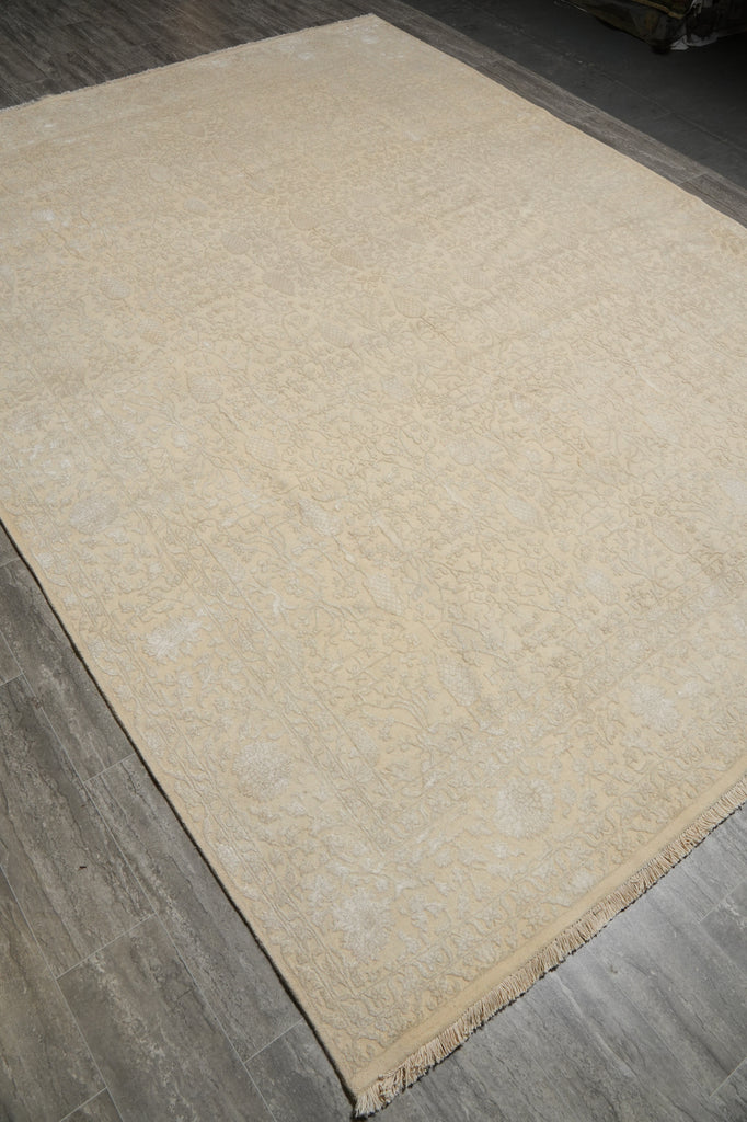 9 x 11 Wool and Silk Soft Ivory Elegant Friendly All Decor Rug #F-5574