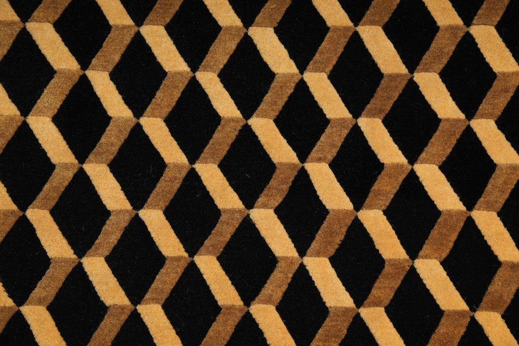 6.1 x 6.0 Square New Handmade Contemporary Rug Black #F-4020