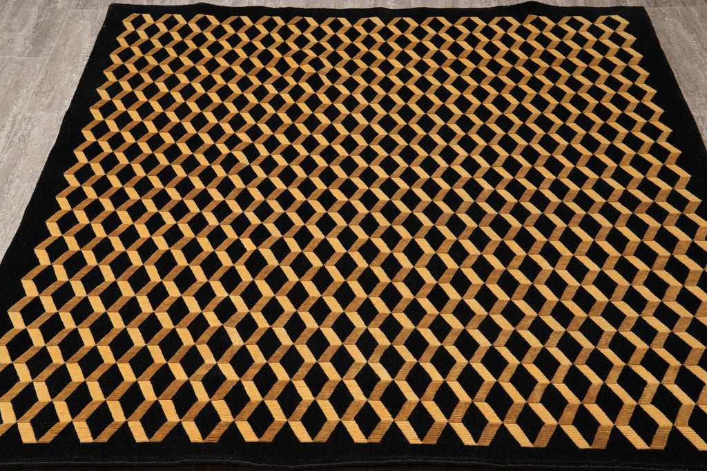 6.1 x 6.0 Square New Handmade Contemporary Rug Black #F-4020