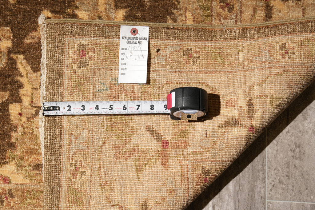 5.9 x  6.0 Feet Square New Handmade Chobi Ziglar Pershawar Rug Brown #F-4021