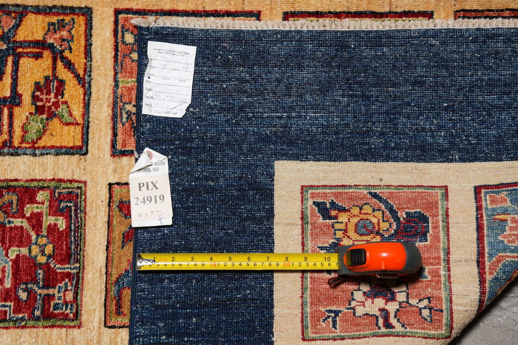 6 x 7.7 Quality Chobi Garden Pattern Rug Super Kazak Fine Silky Wool #PIX-24919