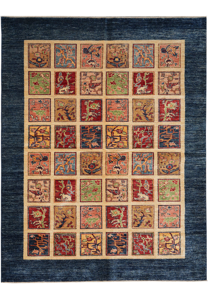 6 x 7.7 Quality Chobi Garden Pattern Rug Super Kazak Fine Silky Wool 