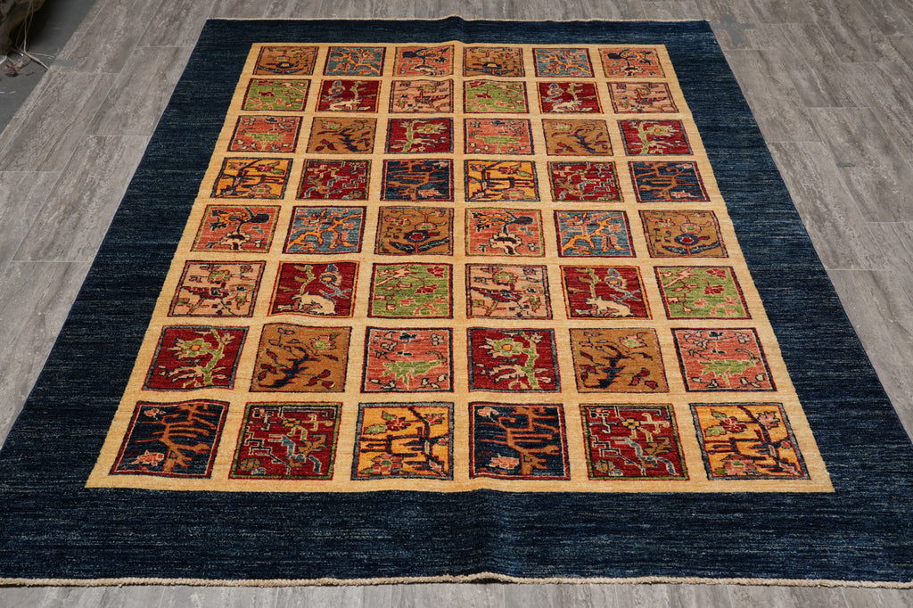 6 x 7.7 Quality Chobi Garden Pattern Rug Super Kazak Fine Silky Wool #PIX-24919
