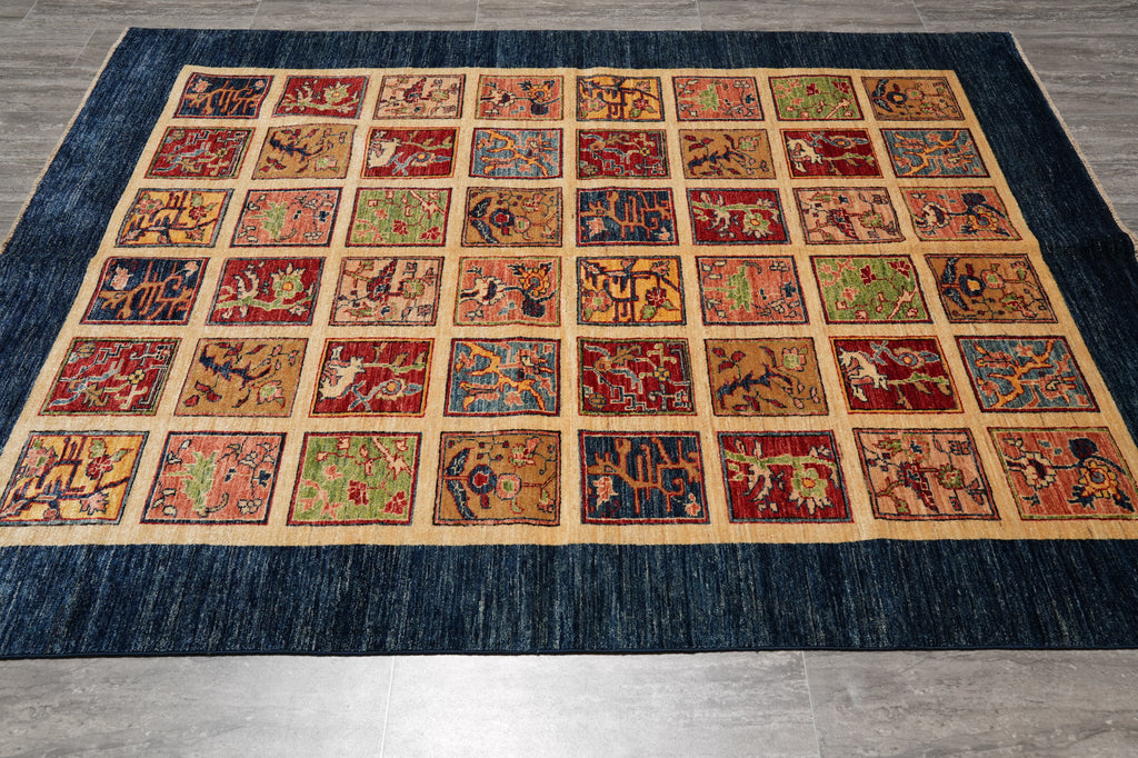 6 x 7.7 Quality Chobi Garden Pattern Rug Super Kazak Fine Silky Wool #PIX-24919