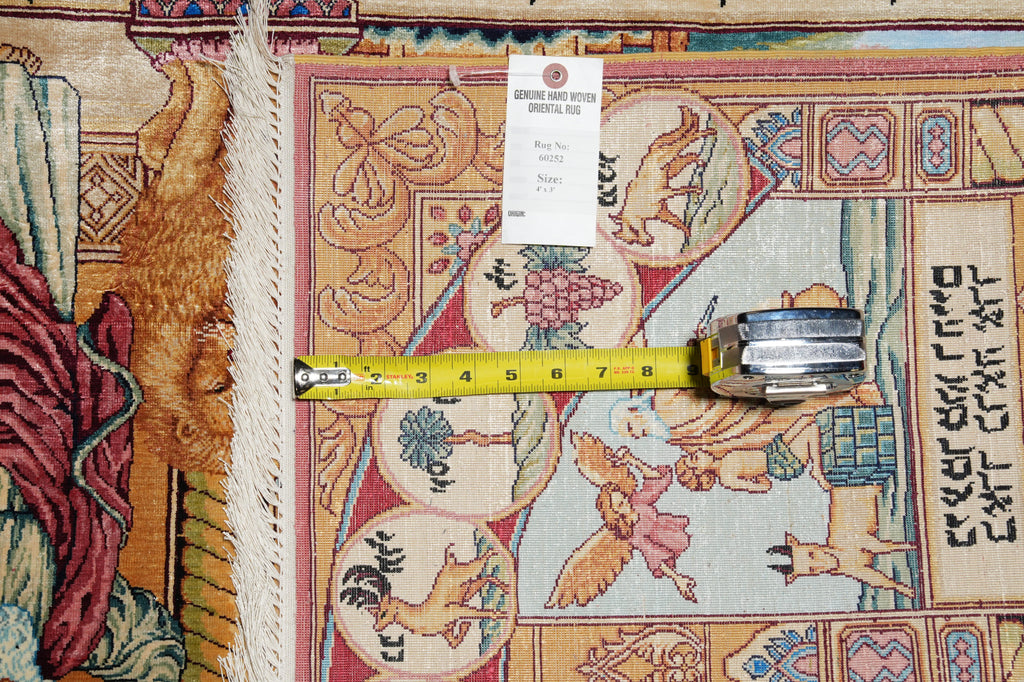 3 x 4 Judaica Ten Commandments Silk Rug Handmade Hanging Art Carpet #60252