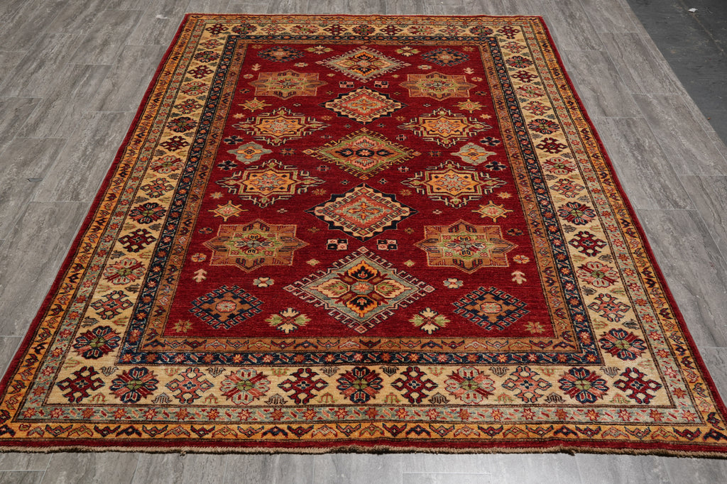 6 x 8 New Super Kazak Shirvan Rug Handmade Afghanistan Fine Silky Wool #PIX-24992