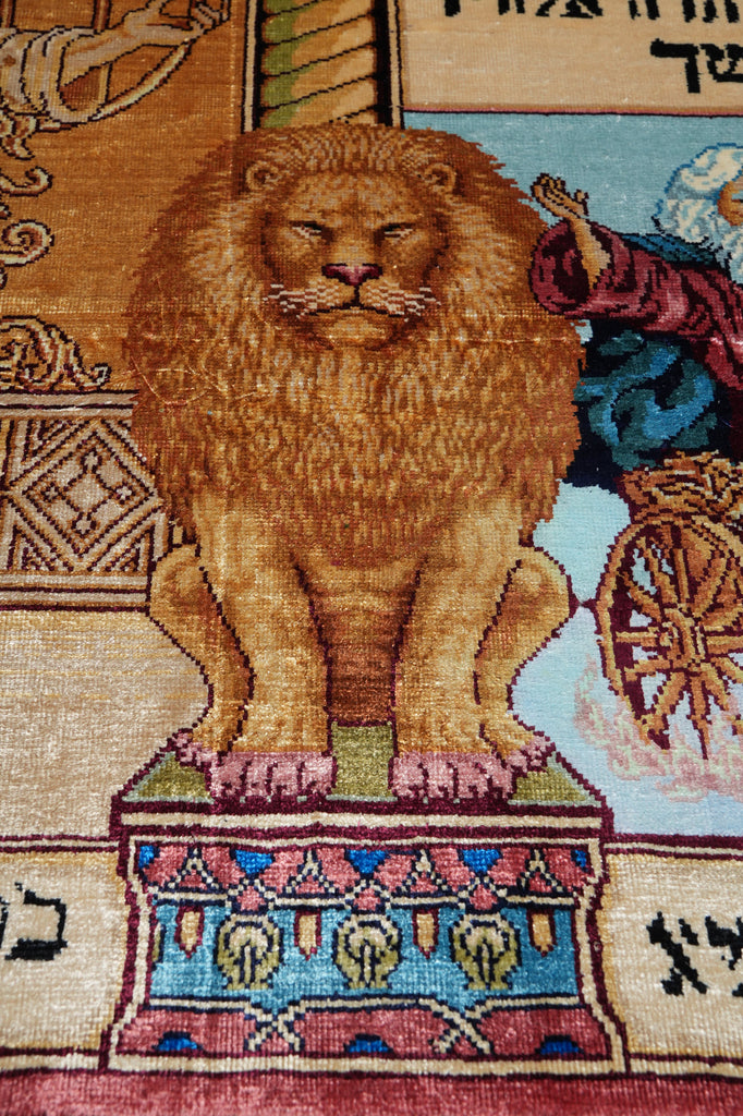 3 x 4 Judaica Ten Commandments Silk Rug Handmade Hanging Art Carpet #60252
