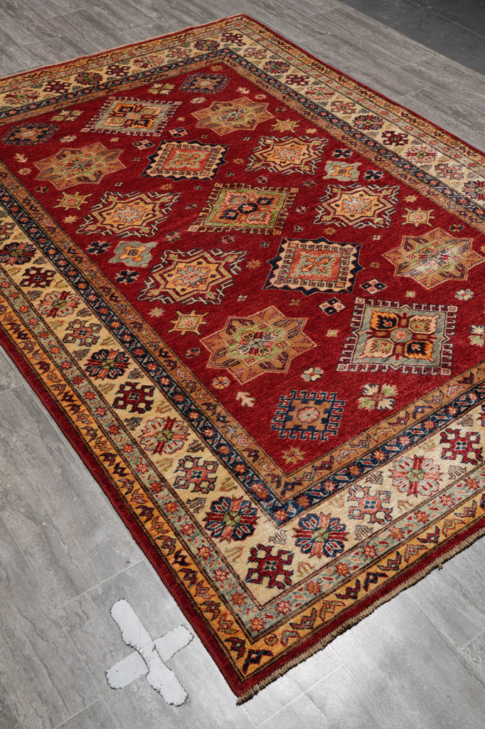 6 x 8 New Super Kazak Shirvan Rug Handmade Afghanistan Fine Silky Wool #PIX-24992