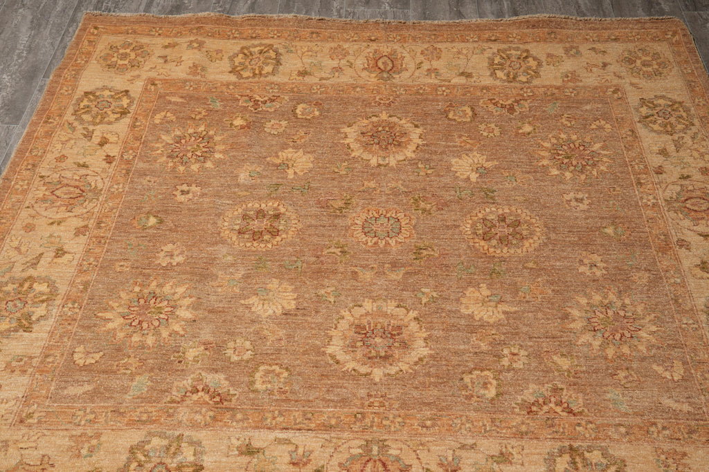 5.5 x 6.0 Feet Square Chobi Peshawar New Rug  Brown Karmel #F-4022
