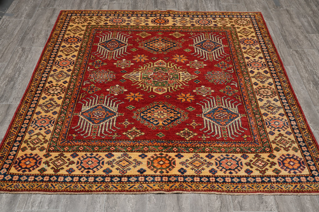 5.8 x 5.9 Square Handmade Wool Kazak Rug #PIX-24922