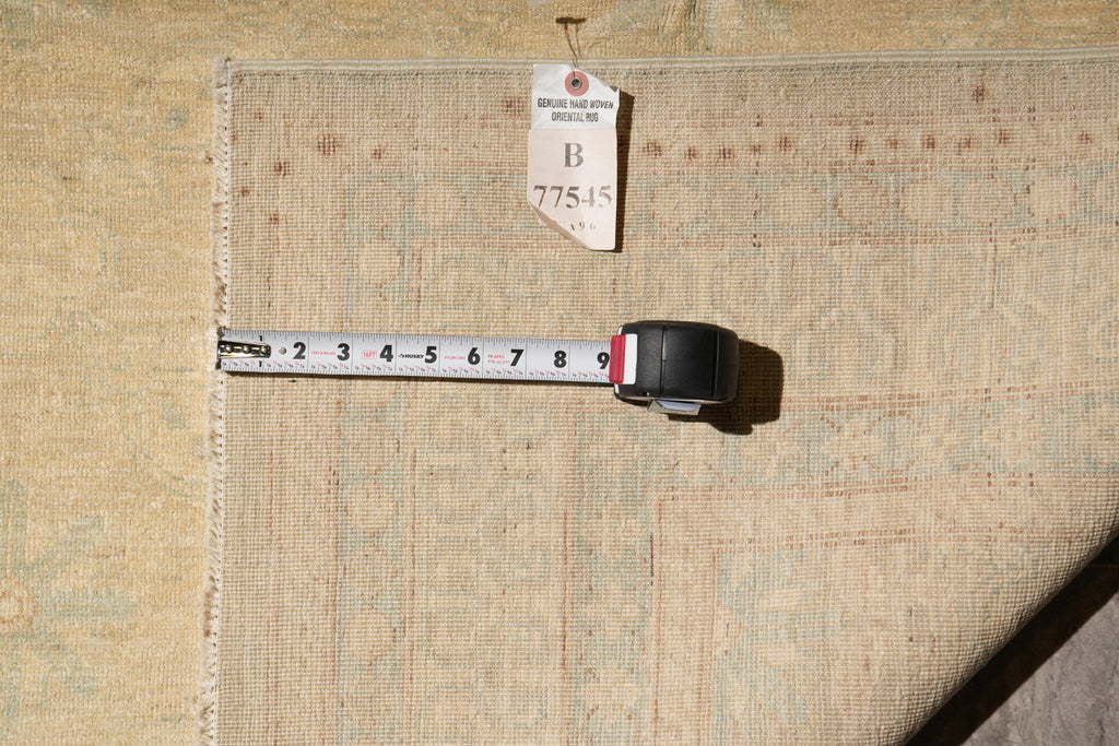 7.7 x 9.6   natural Wool Handmade Ziglar Rug Goldish Green #77545