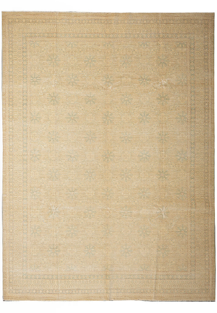 7.7 x 9.6   natural Wool Handmade Ziglar Rug Goldish Green #77545