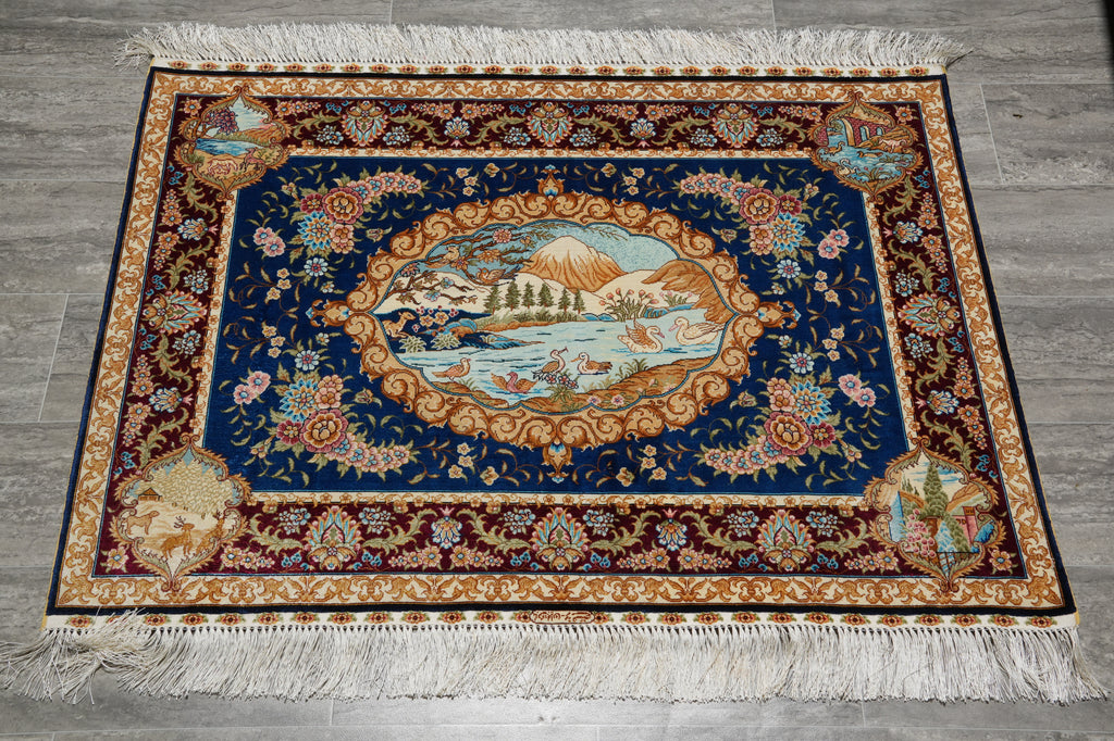 3 x 4 Sceneray Silk Rug Beautiful Carpet #53964