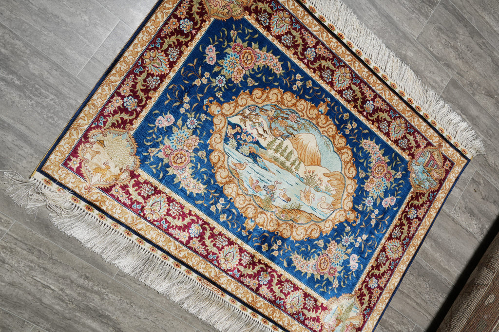 3 x 4 Sceneray Silk Rug Beautiful Carpet #53964