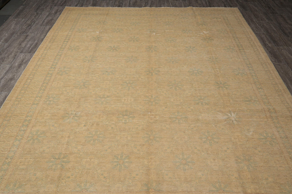 7.7 x 9.6   natural Wool Handmade Ziglar Rug Goldish Green #77545