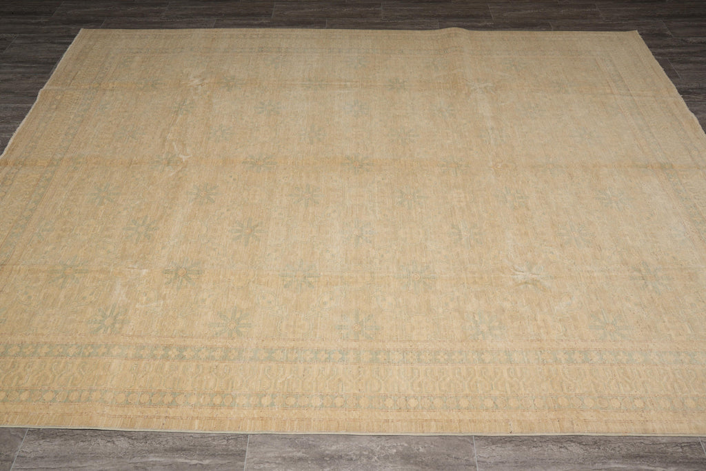 7.7 x 9.6   natural Wool Handmade Ziglar Rug Goldish Green #77545