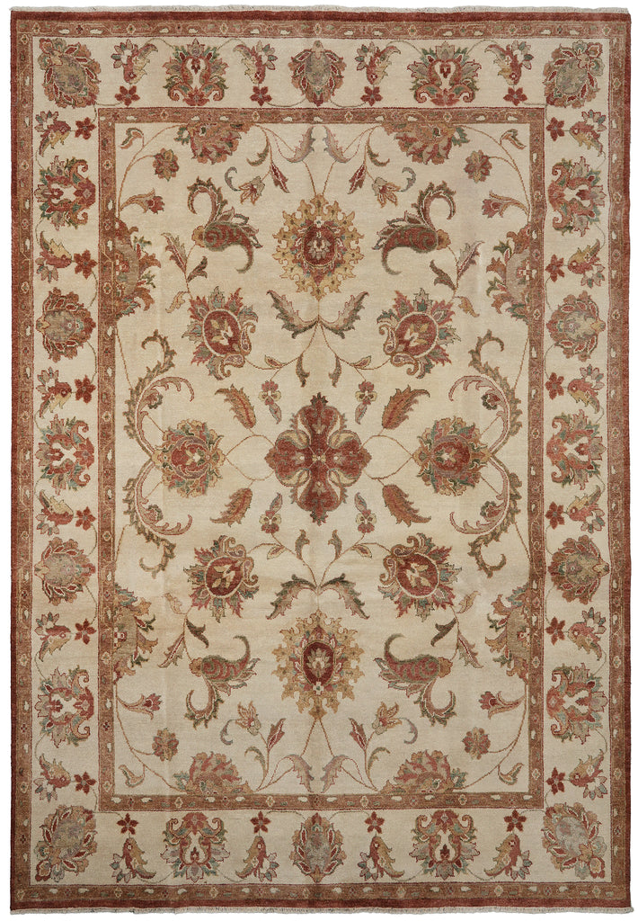 9.3 x 13 New Handmade Agra Rug Natural Wool Vegie Dye #16193