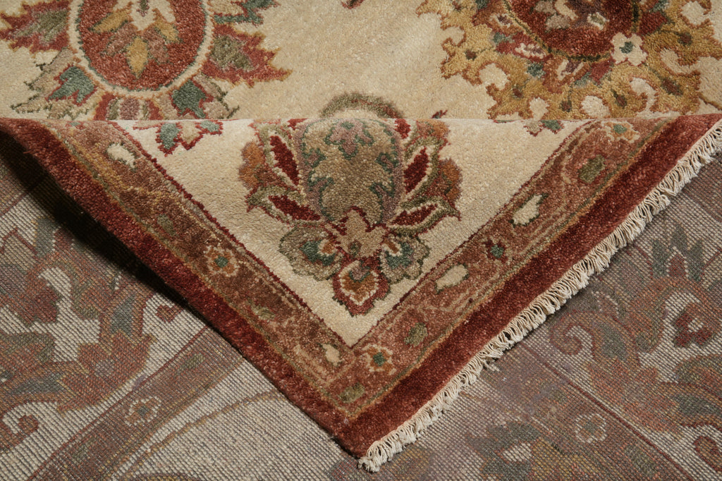 9.3 x 13 New Handmade Agra Rug Natural Wool Vegie Dye #16193
