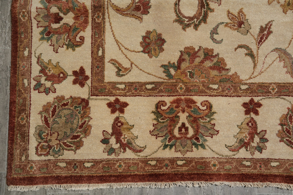9.3 x 13 New Handmade Agra Rug Natural Wool Vegie Dye #16193