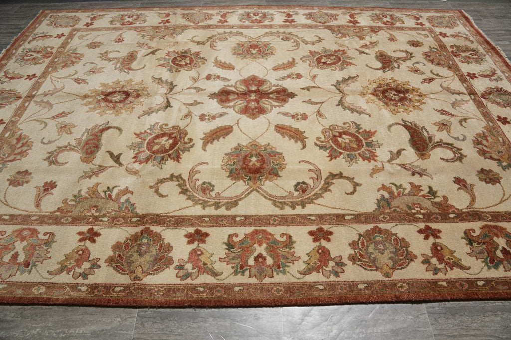 9.3 x 13 New Handmade Agra Rug Natural Wool Vegie Dye #16193