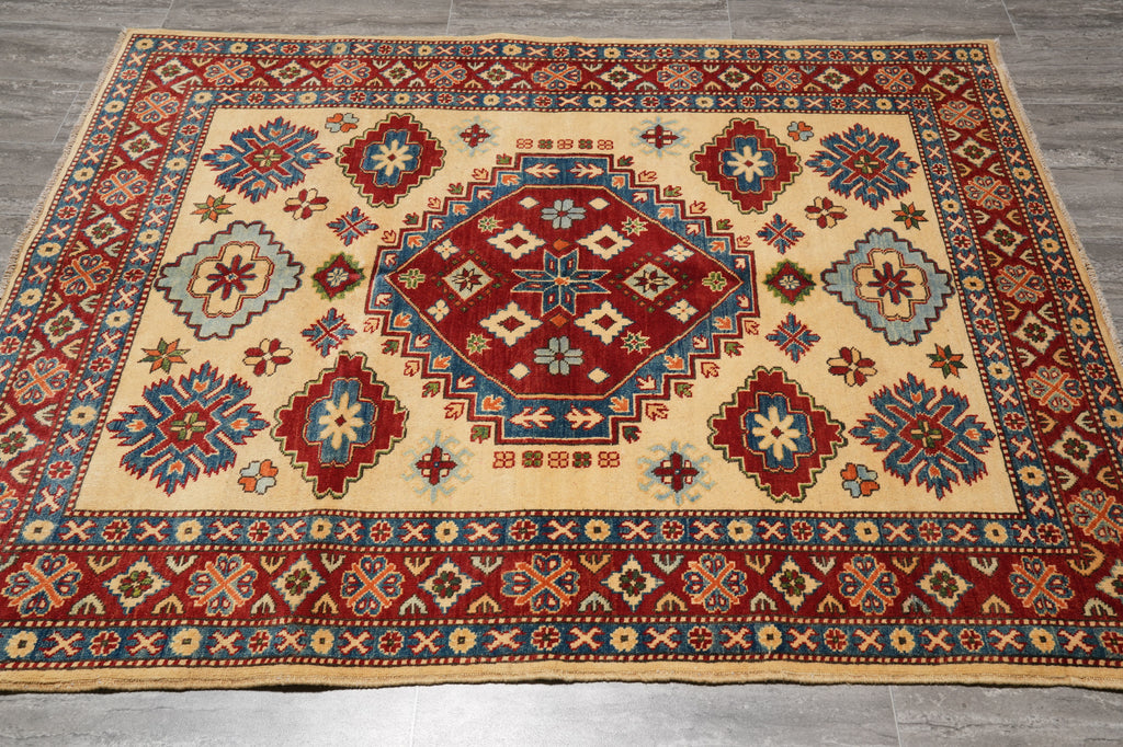 5 x 6 New Kazak Rug Handmade Pakistan #B-77244