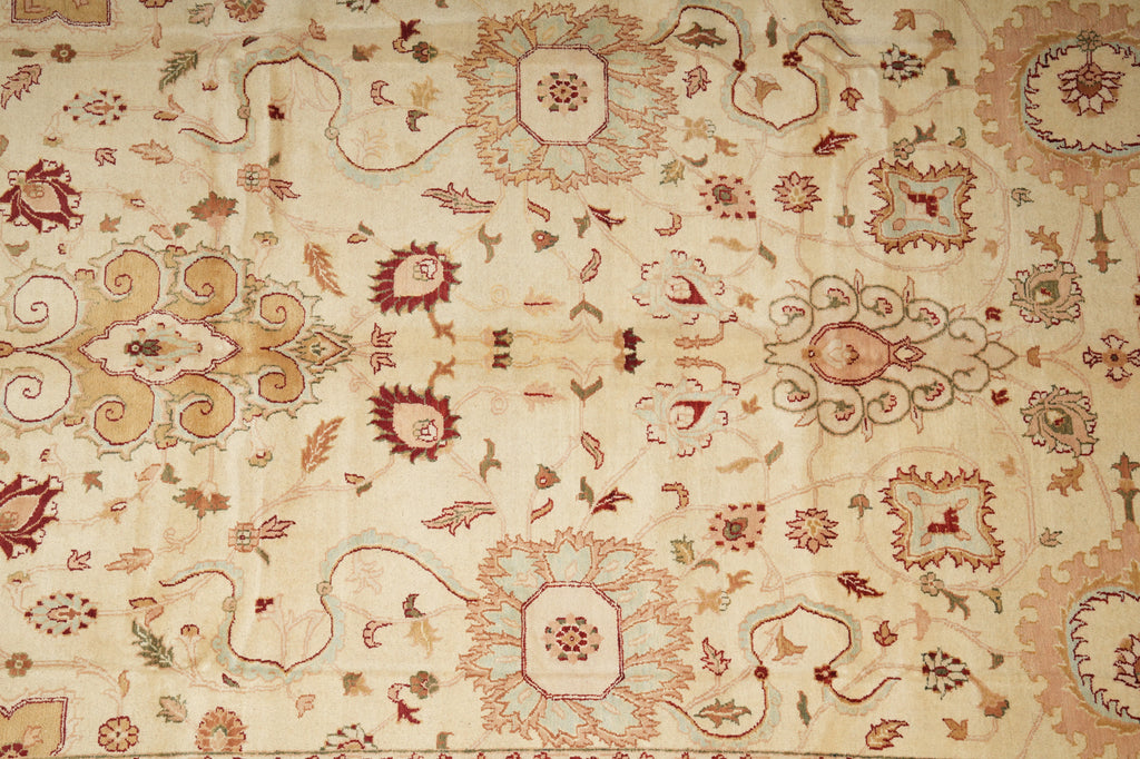 10 x 15 New Oushak Handmade Agra Vegetable Dye Beige Gold Green #B-74914