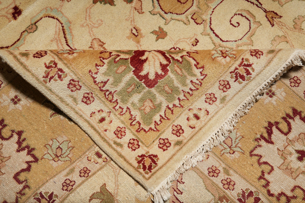 10 x 15 New Oushak Handmade Agra Vegetable Dye Beige Gold Green #B-74914