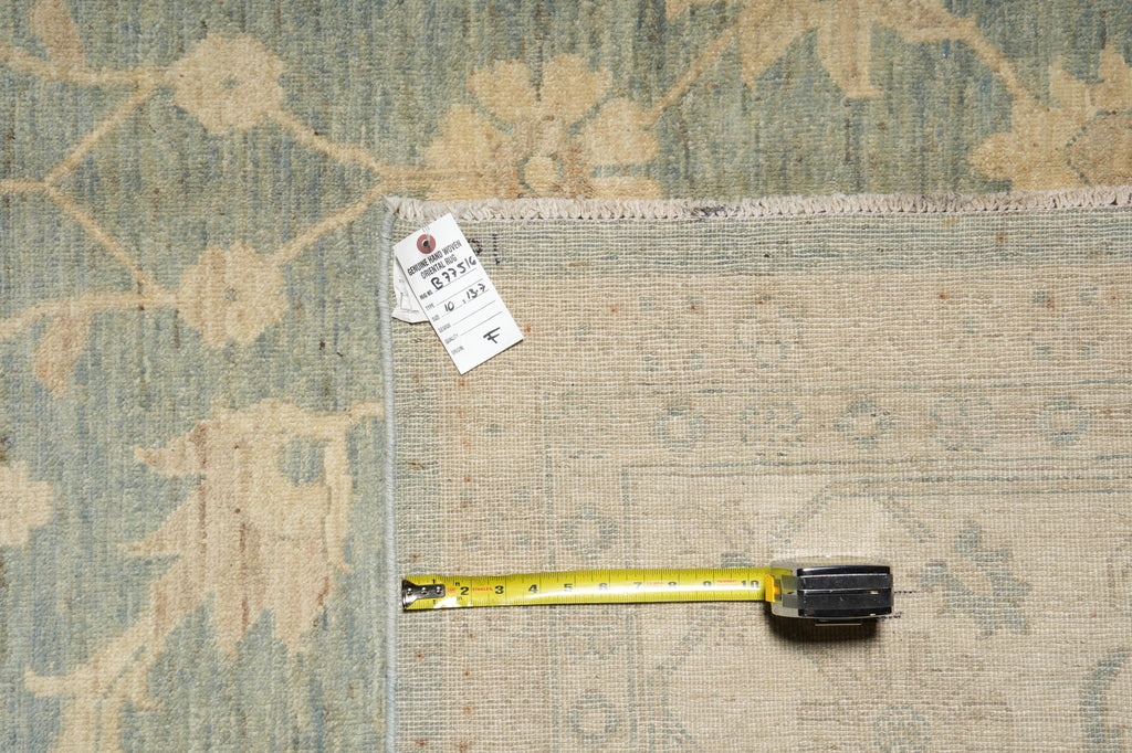 10 x 13.7 Light SAGE GREEN NETURALS Vegetable Dyed Chobi Peshawar OUSHAK Rug NATURAL WOOL #B-77516
