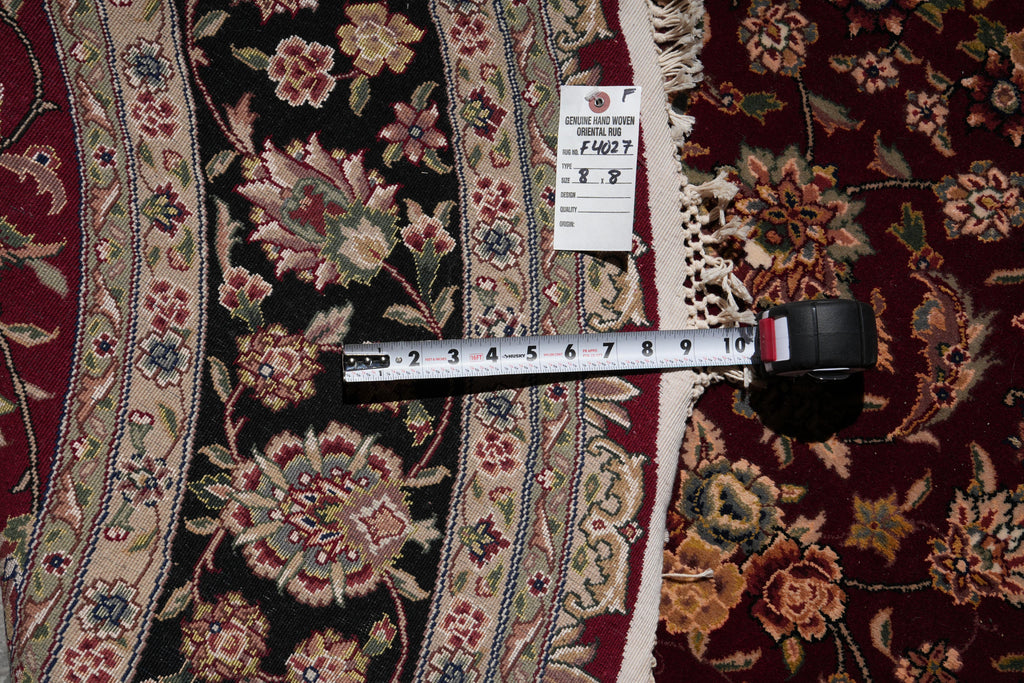 8.0 x 8.0 Round Fine Quality Handmade Wool and Silk Rug #F-4027
