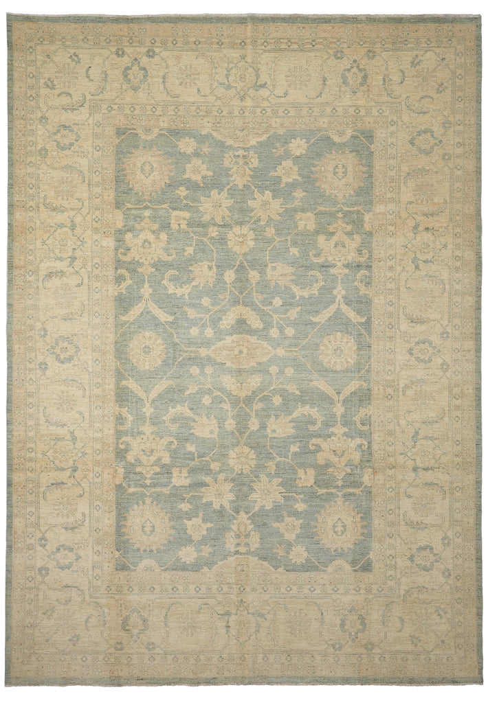 10 x 13.7 Light SAGE GREEN NETURALS Vegetable Dyed Chobi Peshawar OUSHAK Rug NATURAL WOOL #B-77516