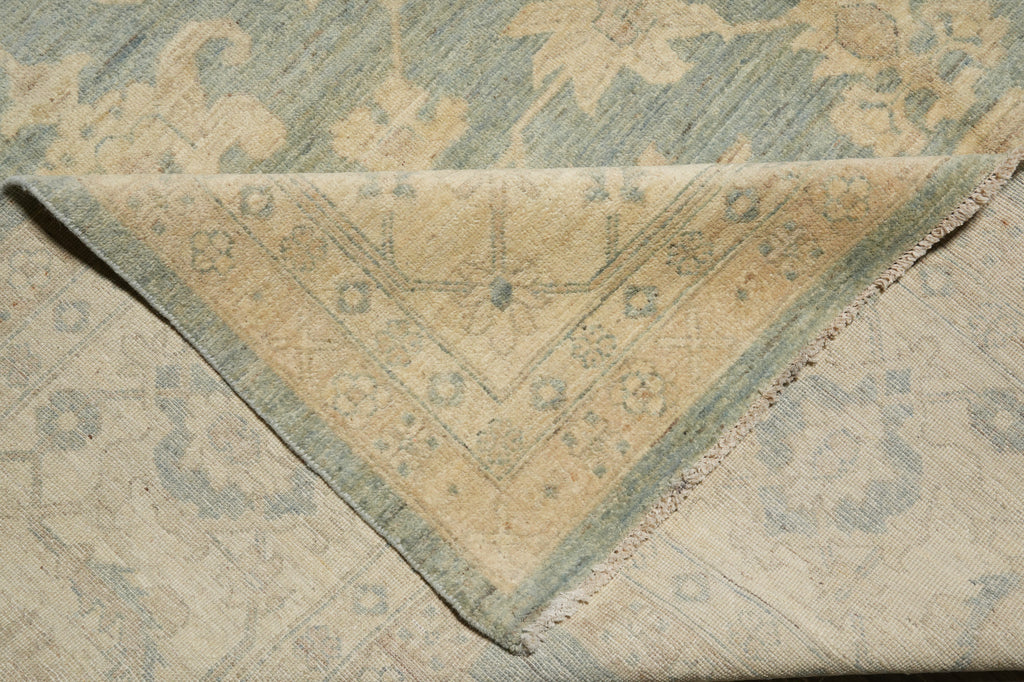 10 x 13.7 Light SAGE GREEN NETURALS Vegetable Dyed Chobi Peshawar OUSHAK Rug NATURAL WOOL #B-77516
