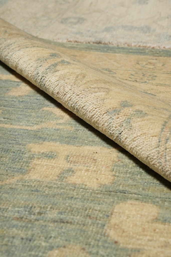 10 x 13.7 Light SAGE GREEN NETURALS Vegetable Dyed Chobi Peshawar OUSHAK Rug NATURAL WOOL #B-77516