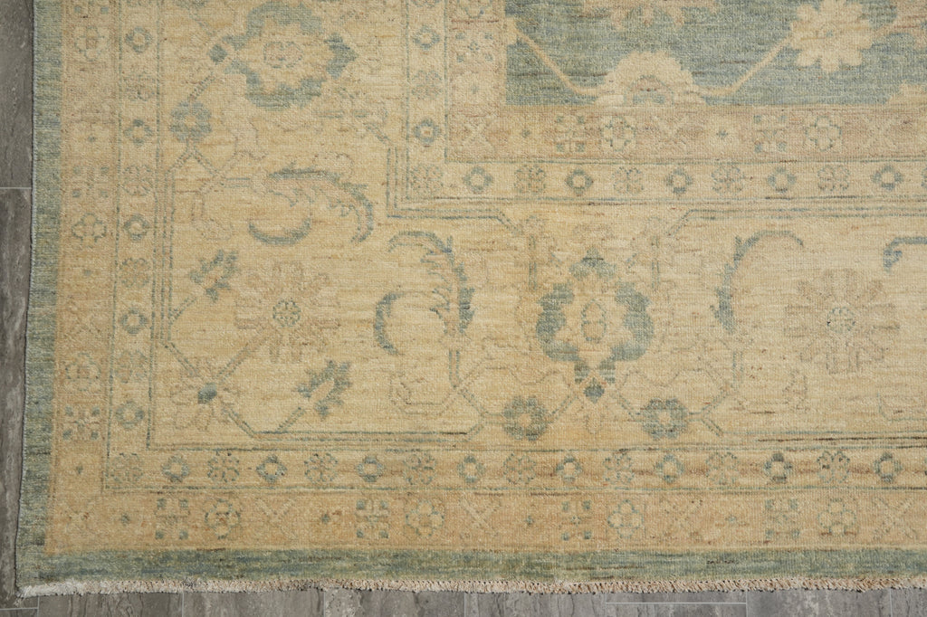 10 x 13.7 Light SAGE GREEN NETURALS Vegetable Dyed Chobi Peshawar OUSHAK Rug NATURAL WOOL #B-77516