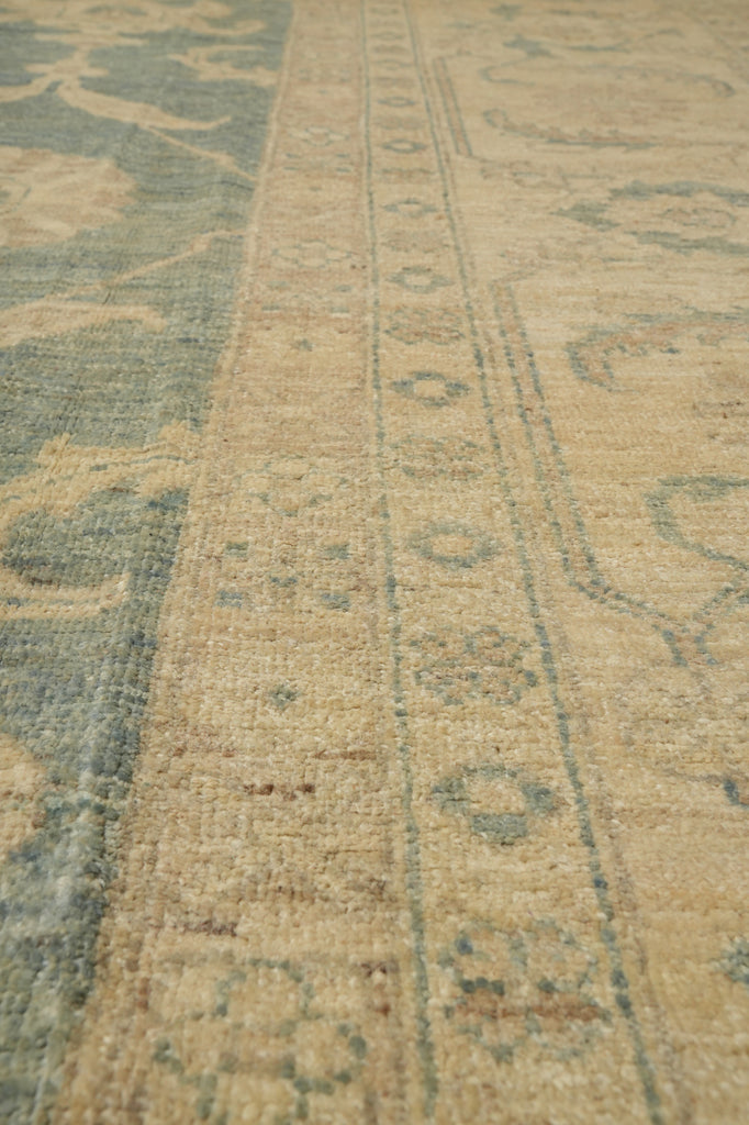 10 x 13.7 Light SAGE GREEN NETURALS Vegetable Dyed Chobi Peshawar OUSHAK Rug NATURAL WOOL #B-77516