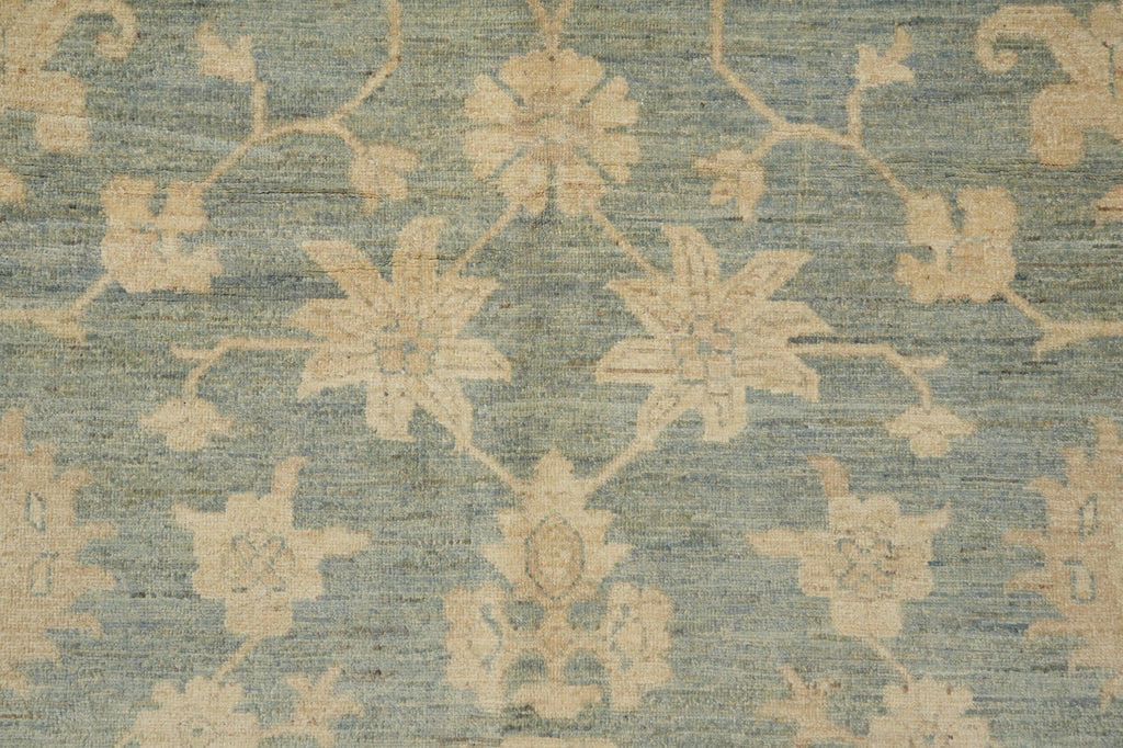 10 x 13.7 Light SAGE GREEN NETURALS Vegetable Dyed Chobi Peshawar OUSHAK Rug NATURAL WOOL #B-77516