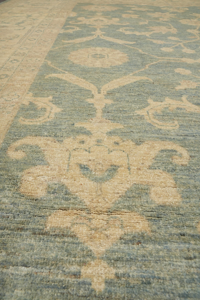 10 x 13.7 Light SAGE GREEN NETURALS Vegetable Dyed Chobi Peshawar OUSHAK Rug NATURAL WOOL #B-77516