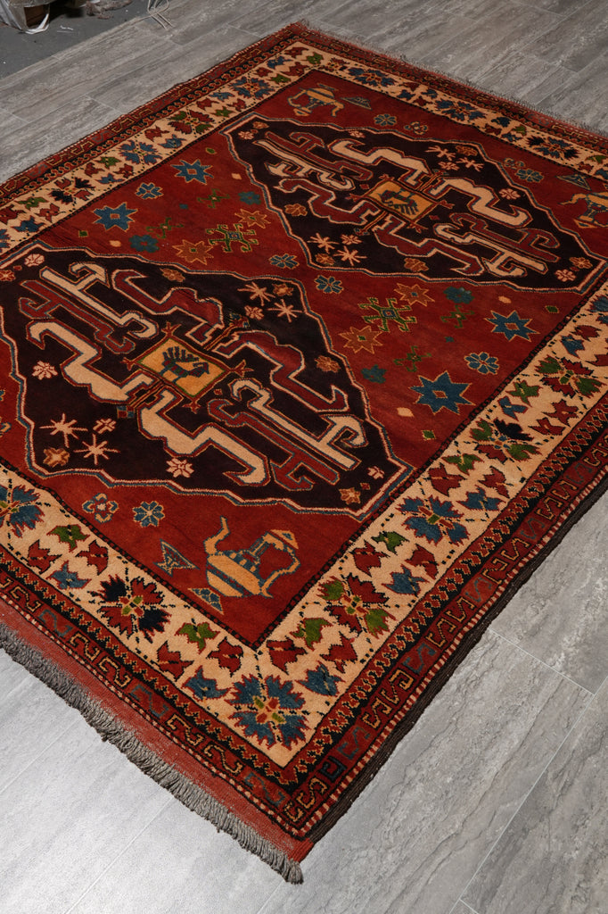 5.4 x 6.6 Afghan Kazak Rug Fine Wool #PIX-9362