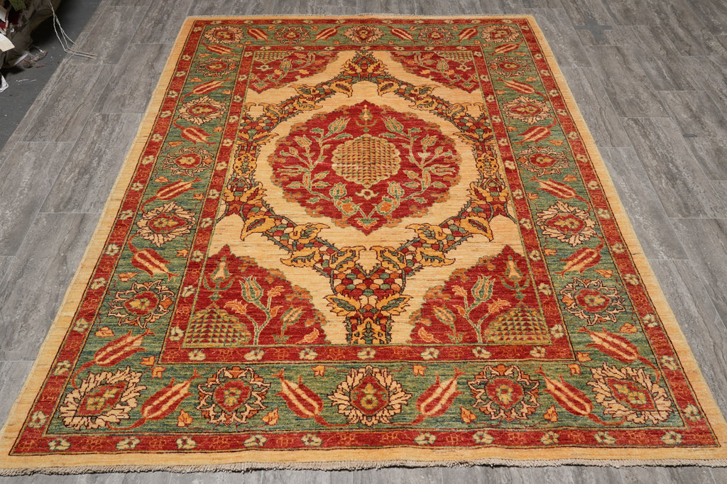 5.5 x 7.9 Gorgeous Zigler Chobi Rug Natural Silky Wool #PIX-14430